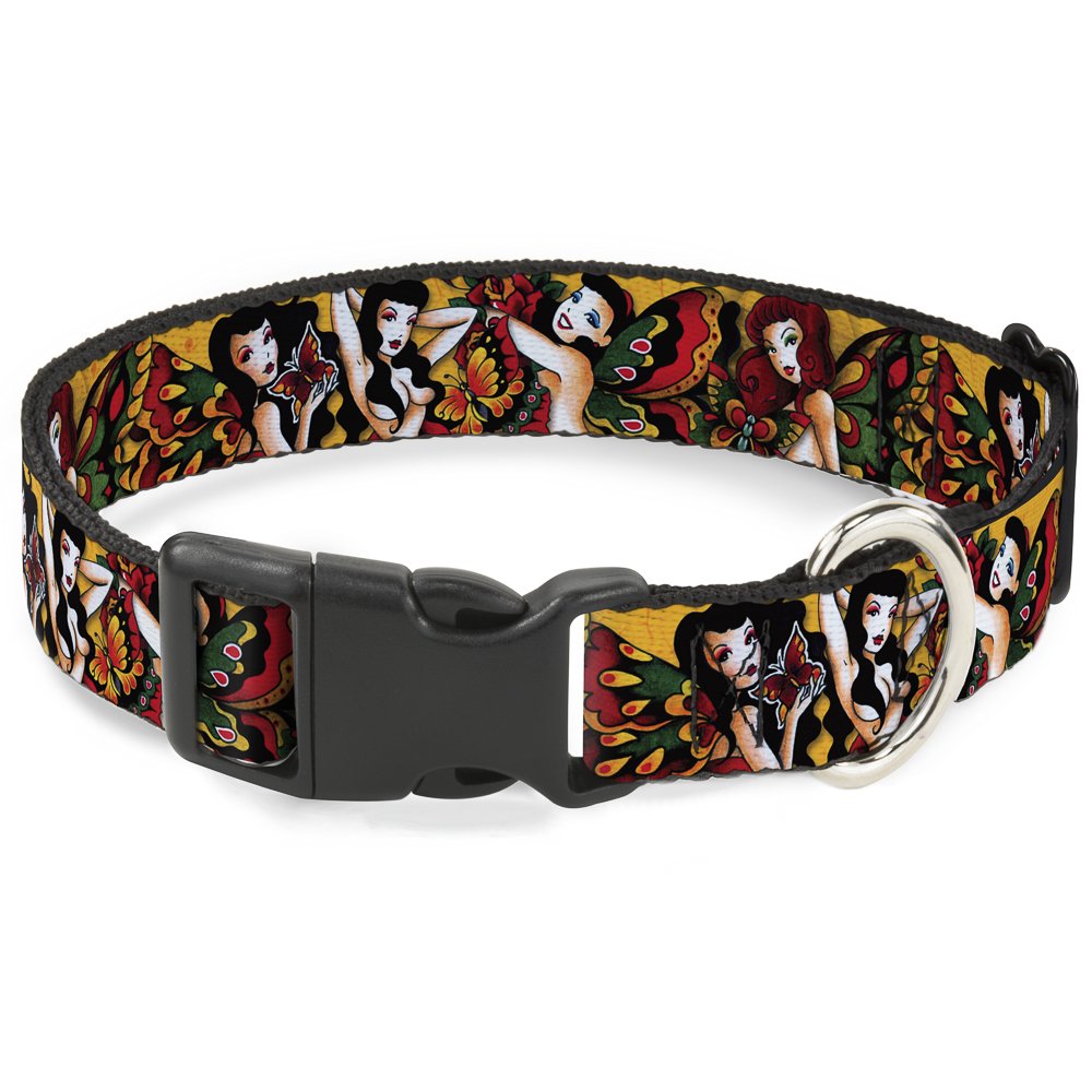Collar de plástico regulable TJ-Butterfly Girl con cierre de hebilla seguro para cuello grande