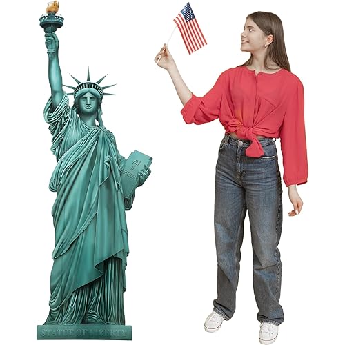 5' H Statue of Liberty Cardboard Stand up Cutout Patriotic New York City Themed Photo Props Waterproof Life Size Cardboard Cutout for Patriot Day Veterans Labor Day Party Decoration