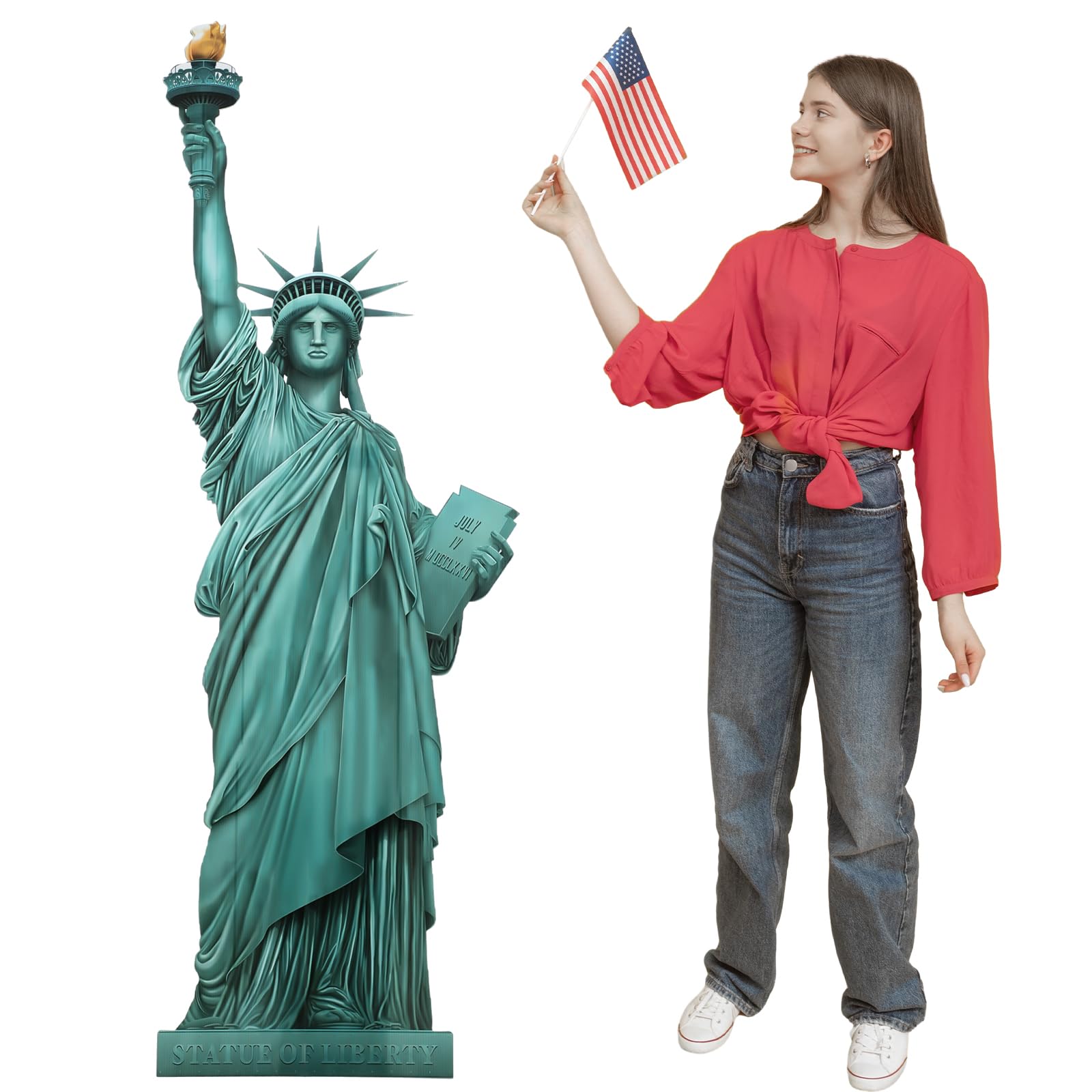 Colingmill 5' H Statue of Liberty Cardboard Stand up Cutout Patriotic New York City Themed 4th of July Photo Props Waterproof Life Size Cardboard Cutout for Independence Day Party Decoration
