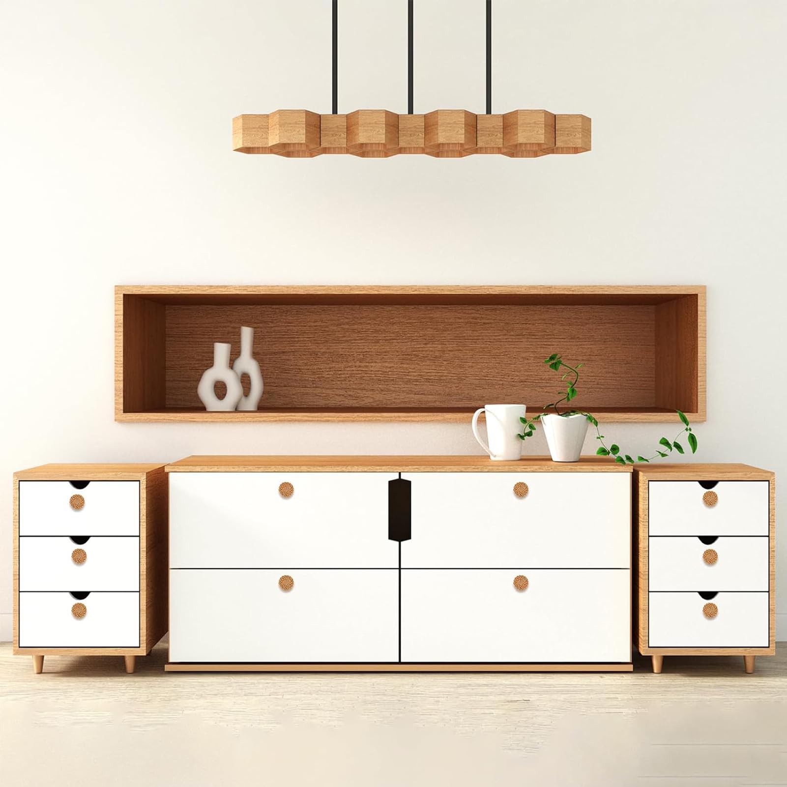 24 pomelli in rattan per mobili, stile bohémien e vintage, in legno, per la camera dei bambini