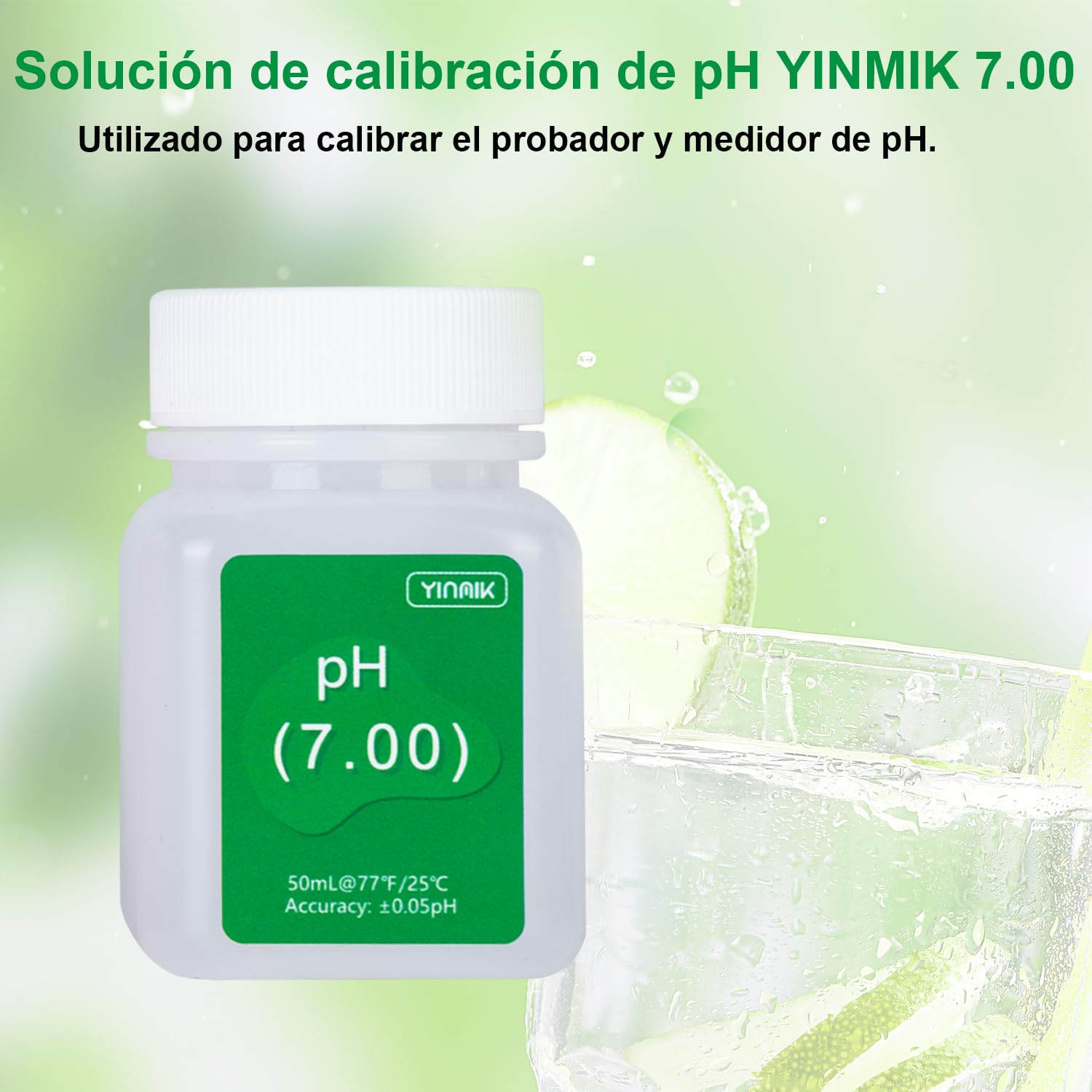 YINMIK Kit de solución de calibración de medidor de pH (4.00, 7.00 y 10.01) con kit de solución protectora de pH. 3 * solución tampón de calibración de pH de 50 ml y 2 * solución de pH KCL de 10 ml