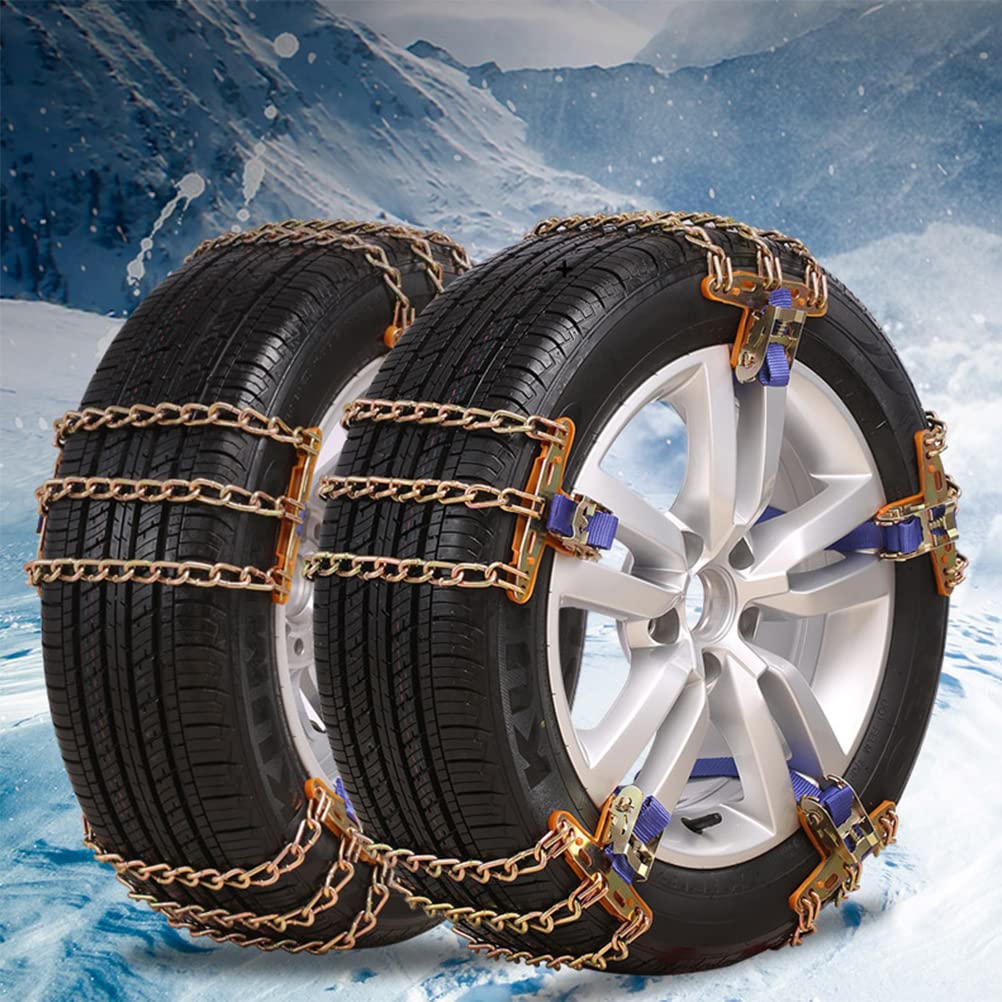 1Pcs Chaînes à Neige Antidérapantes pour Pneus, Structure à 3 Chaînes, Acier au Manganèse, Ajustement Universel, Boucle de Serrage Automatique, pour Voiture et SUV, 165-255mm
