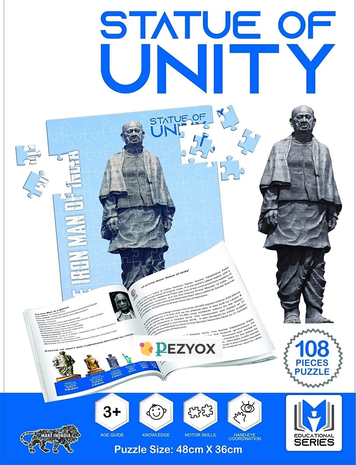 PEZYOX Statue of Unity 108 Pieces Jigsaw Puzzle with 12 Pages Information Booklet about SHRI VALLABHBHAI Patel (B09HTMWVYY) Amazon Price History, Amazon Price Tracker