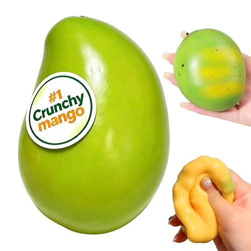 Crunchy Mango Squishy Asmr Bead Filled, Slow Rising Squeeze Calming Toy | Durable Portable Slow Rebound Calming Tool，Stress Ball Desk Decor Party Favor Gifts for Kids Adults - Crunchy Mango