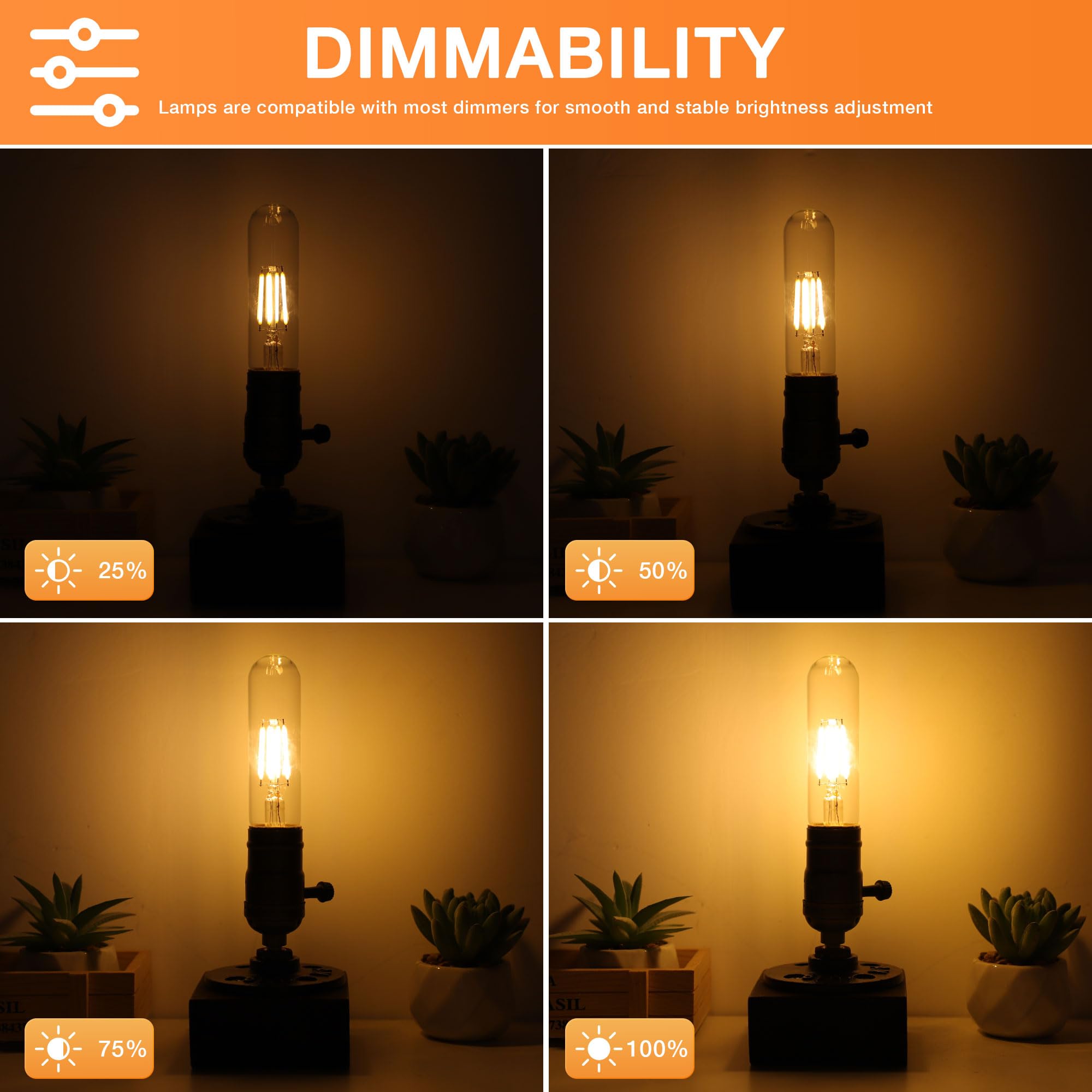 ToBeGreat T30 Light Bulbs 4 Watt Equivalent 40W Bulb E26 Tubular Bulbs T10 LED Bulb Warm White 2700K — view 4