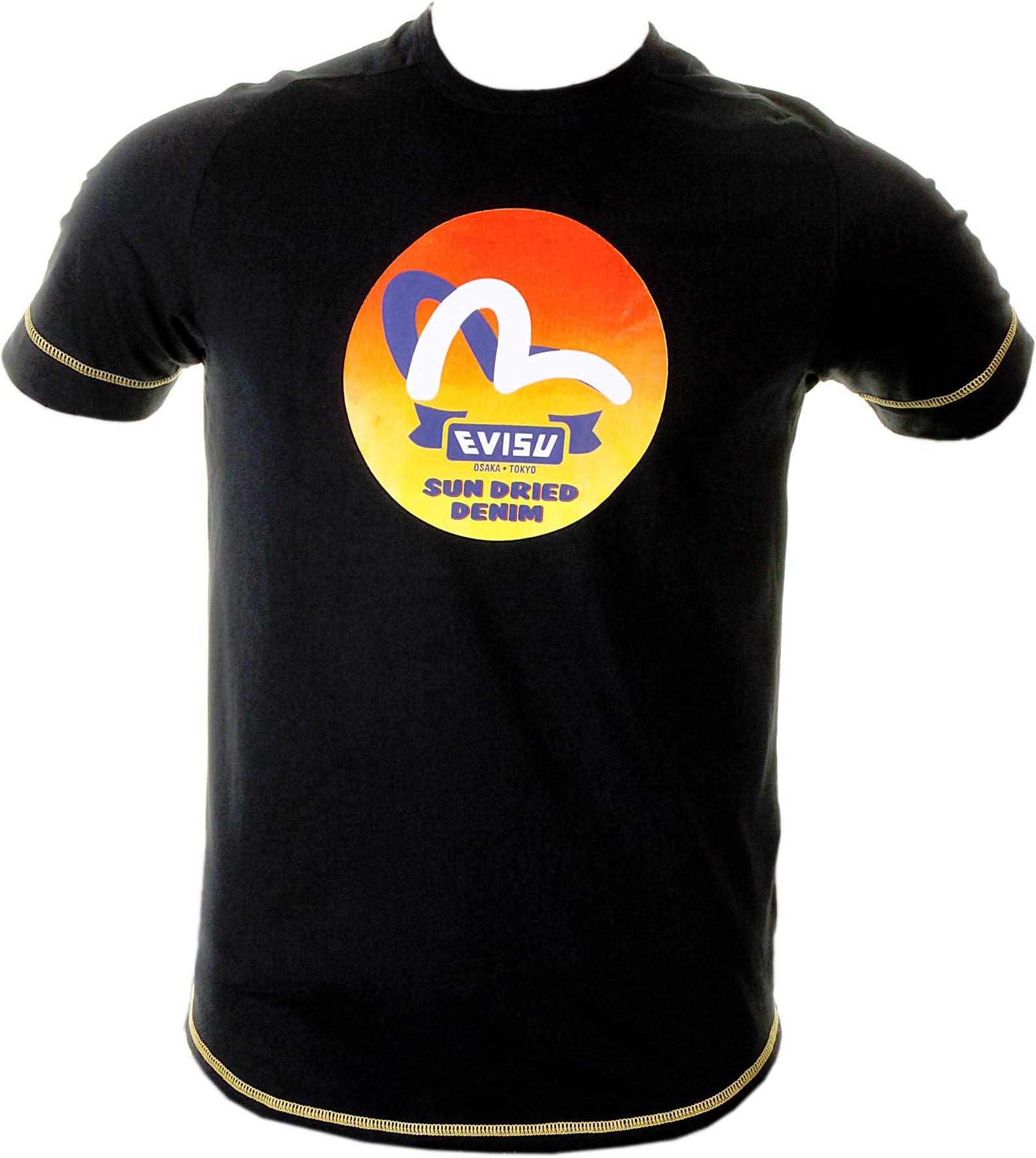 EVISU Black Early Original Genuine Rare Sun Dried Denim ES03MTS16 J07 t Shirt EVIS0221