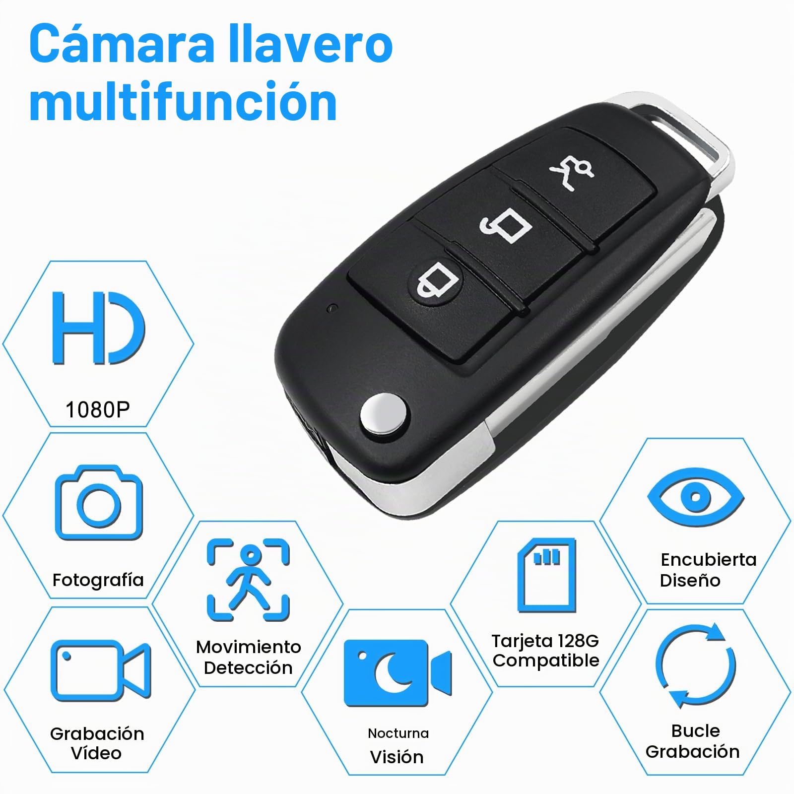 UYIKOO Cámara Espía Oculta, Mini Camara Vigilancia Llave de Coche 1080P HD, Cámara de Seguridad Visión Nocturna Detección de Movimiento