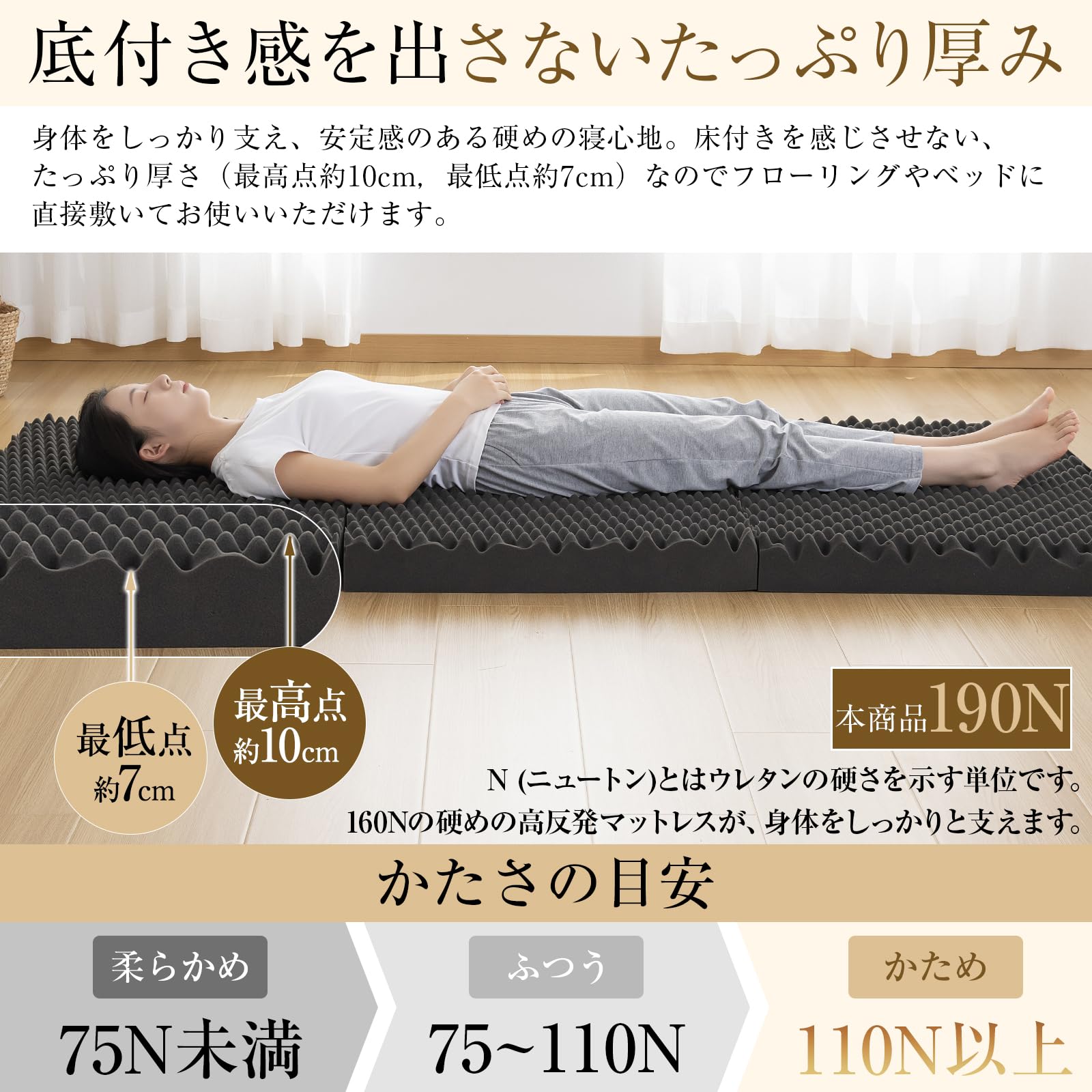 Amazon｜Softimeマットレス ダブル 三つ折り 高反発 【極厚10cm 程良い