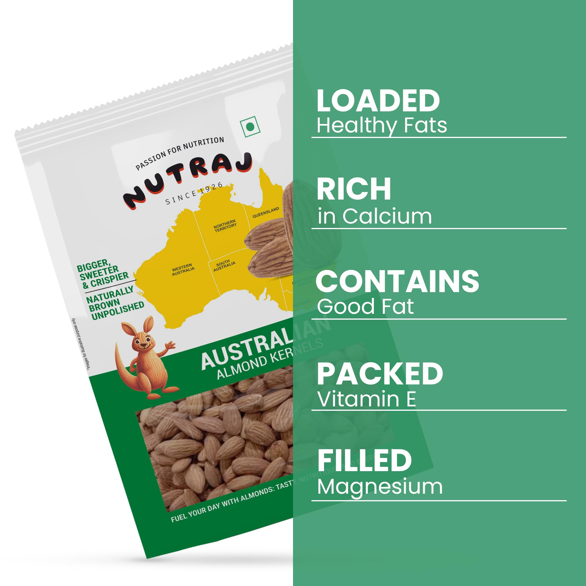 Nutraj Australian Almonds (Badam Giri) 1 kg Pouch - Whole | Dry Fruits and Nuts - Image 4 thumbnail