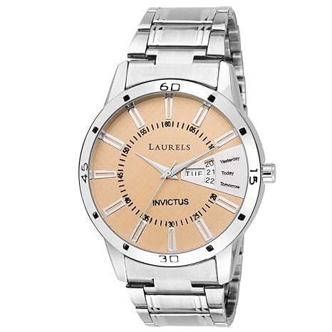 Invictus Essential Beige Dial Day and Date Function Wrist Watch- for Men