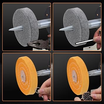 4 Jewelry Polisher & Adjustable Variable Speed Grinder Machine - With 6 Cloth Wheels & 2 Abrasive Wheels, Safety Glasses & Compound for Jewelry, Metal, Wood, Jade, Plastic Polishing