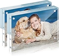 TwingRepublic 5x7 Acrylic Magnetic Photo Frames 2 Pack - Double Sided, Shatterproof Clear Desktop Display with Microfiber Cloth
