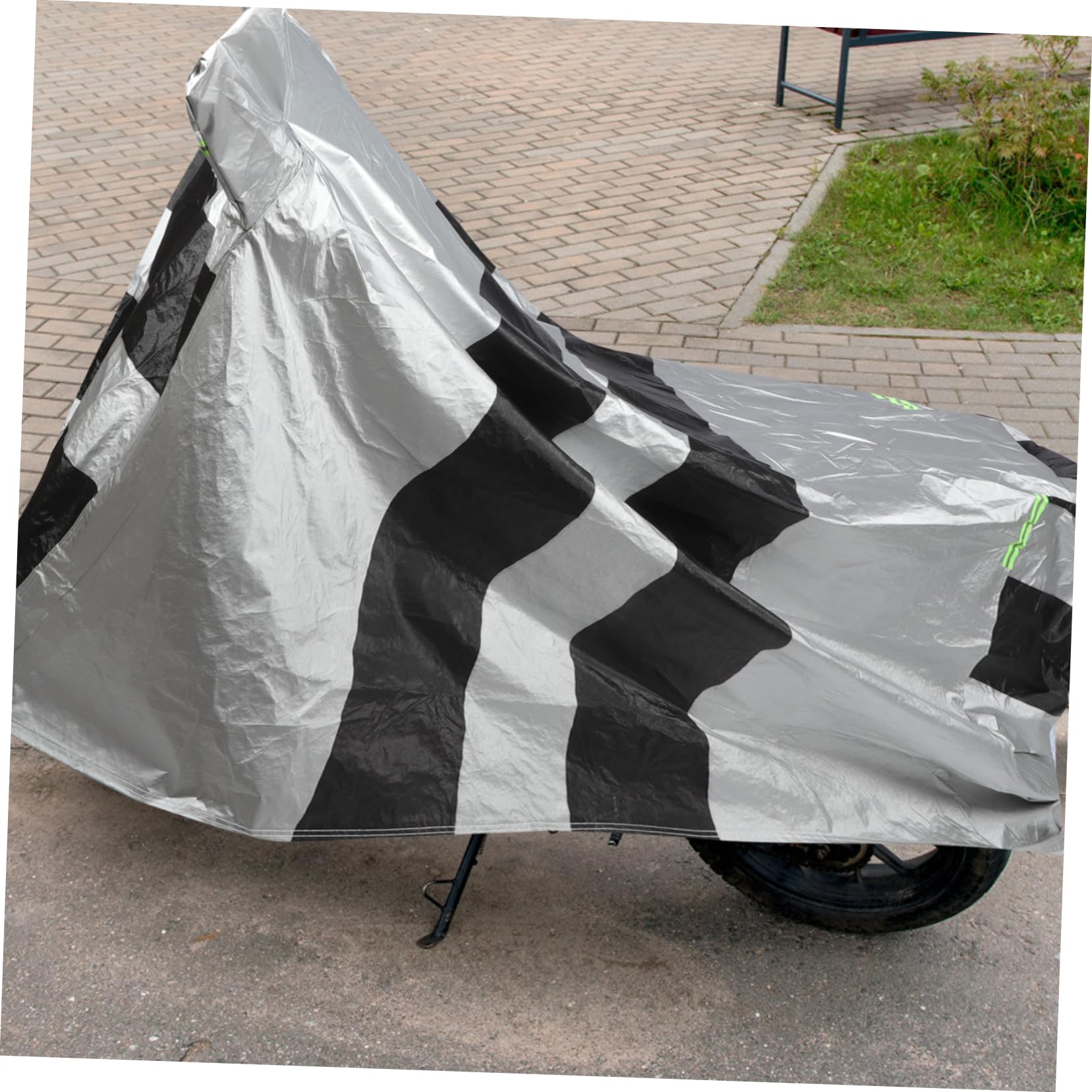 Alipis Housse de Protection Imperméable Coton Floqué, Noir Argenté, Anti-Pluie pour Moto et Trottinette Électrique, Extérieur
