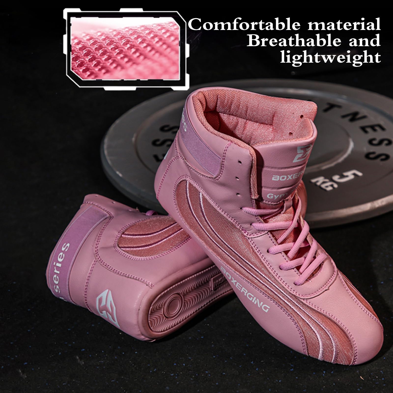 Chaussures De Boxe,Respirantes Wrestling Shoes,Chaussures De Boxe High Top,Chaussures D'EntraîNement De Lutte,Respirant Et LéGer,AntidéRapant,pour Sports Combat AthléTisme Fitness Boxe