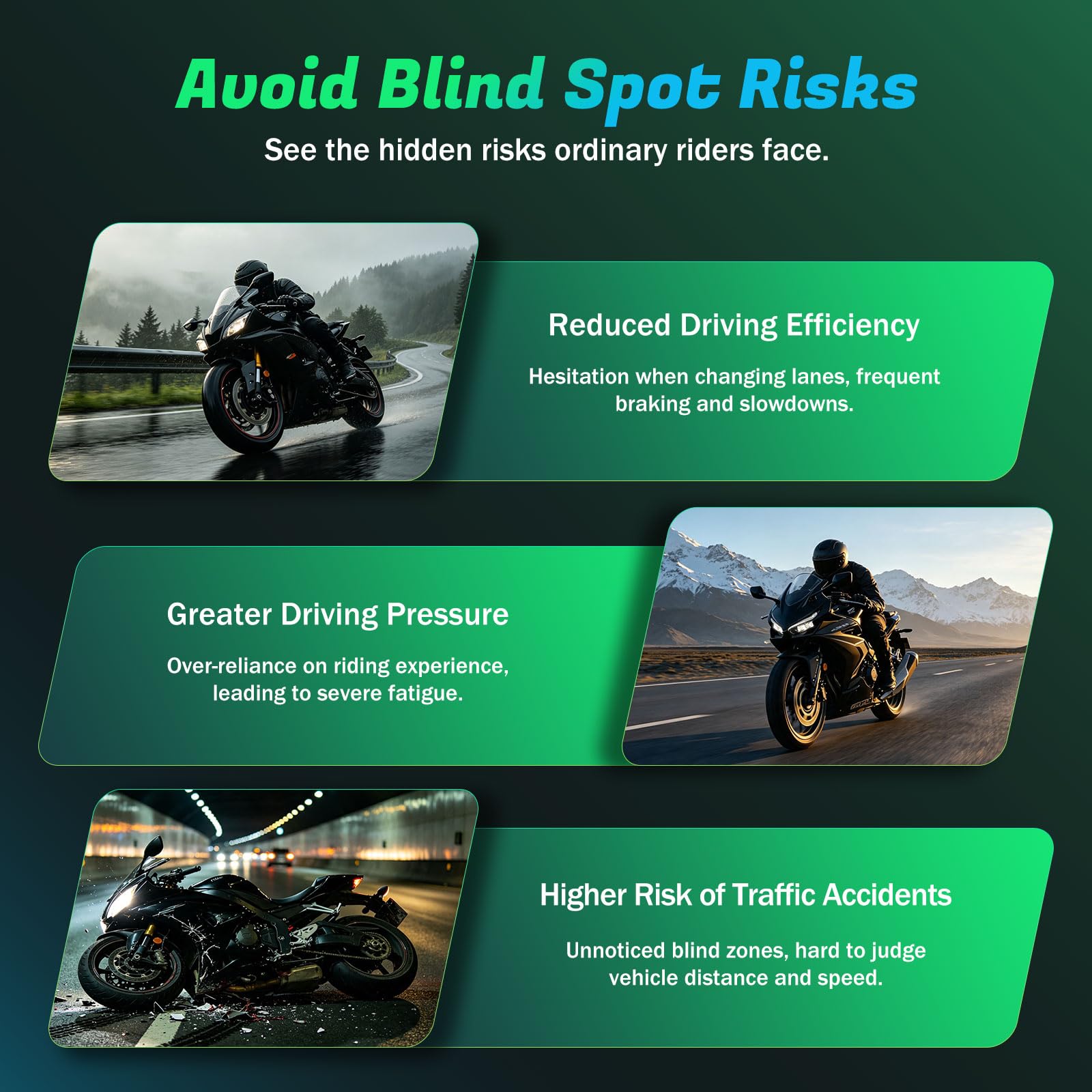 BSD01 - Sistema de detección de punto ciego BSD para motocicleta, radar de onda milimétrica de 24 GHz, advertencia de colisión trasera RCW, impermeable IP69K, protección de seguridad para todo