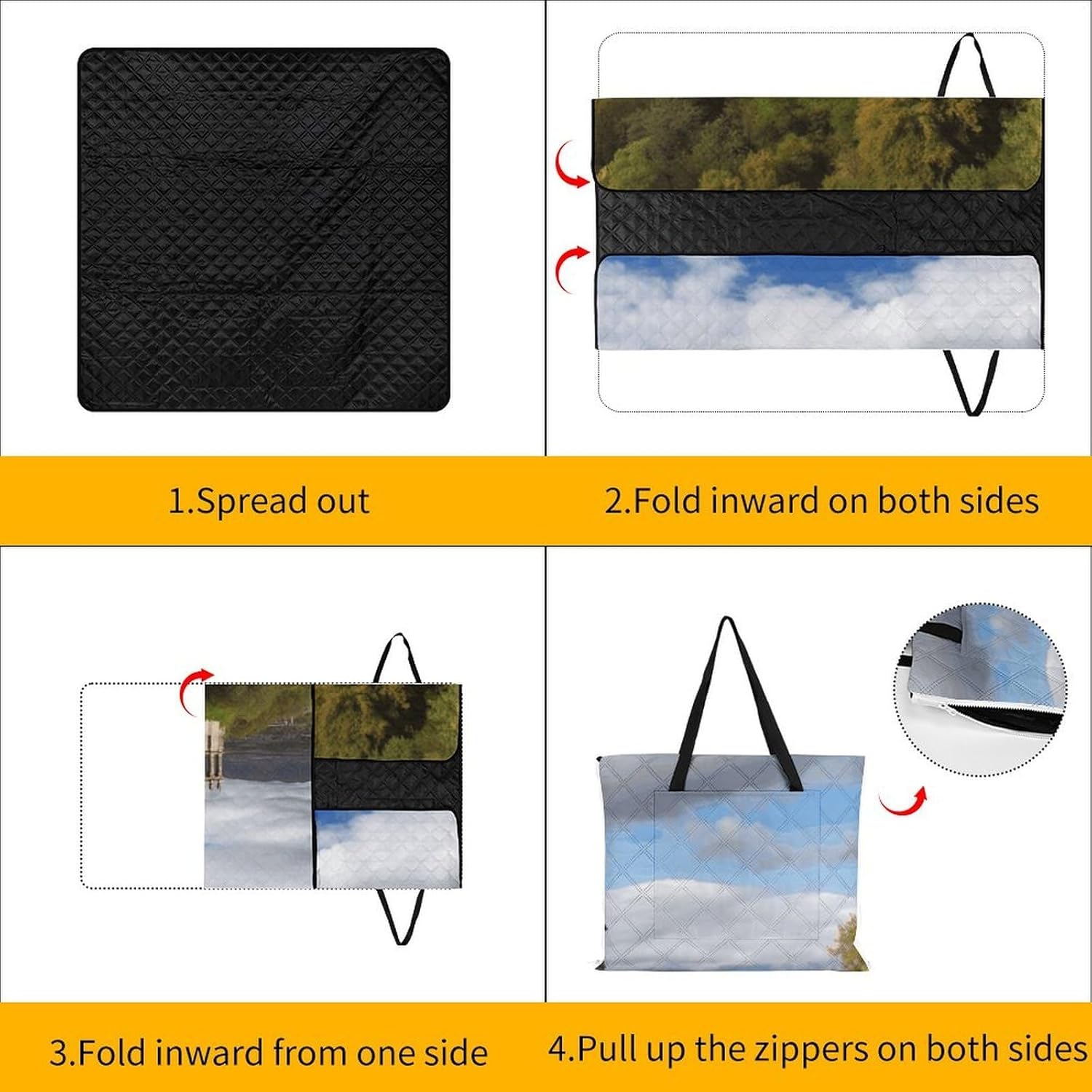 Historical Monuments of Armenia Picnic Blanket with Zipper Water Resistant Sand Free Picnic Mat Washable Foldable Easy Carry Beach Blanket for Lawn Beach Hiking Camping