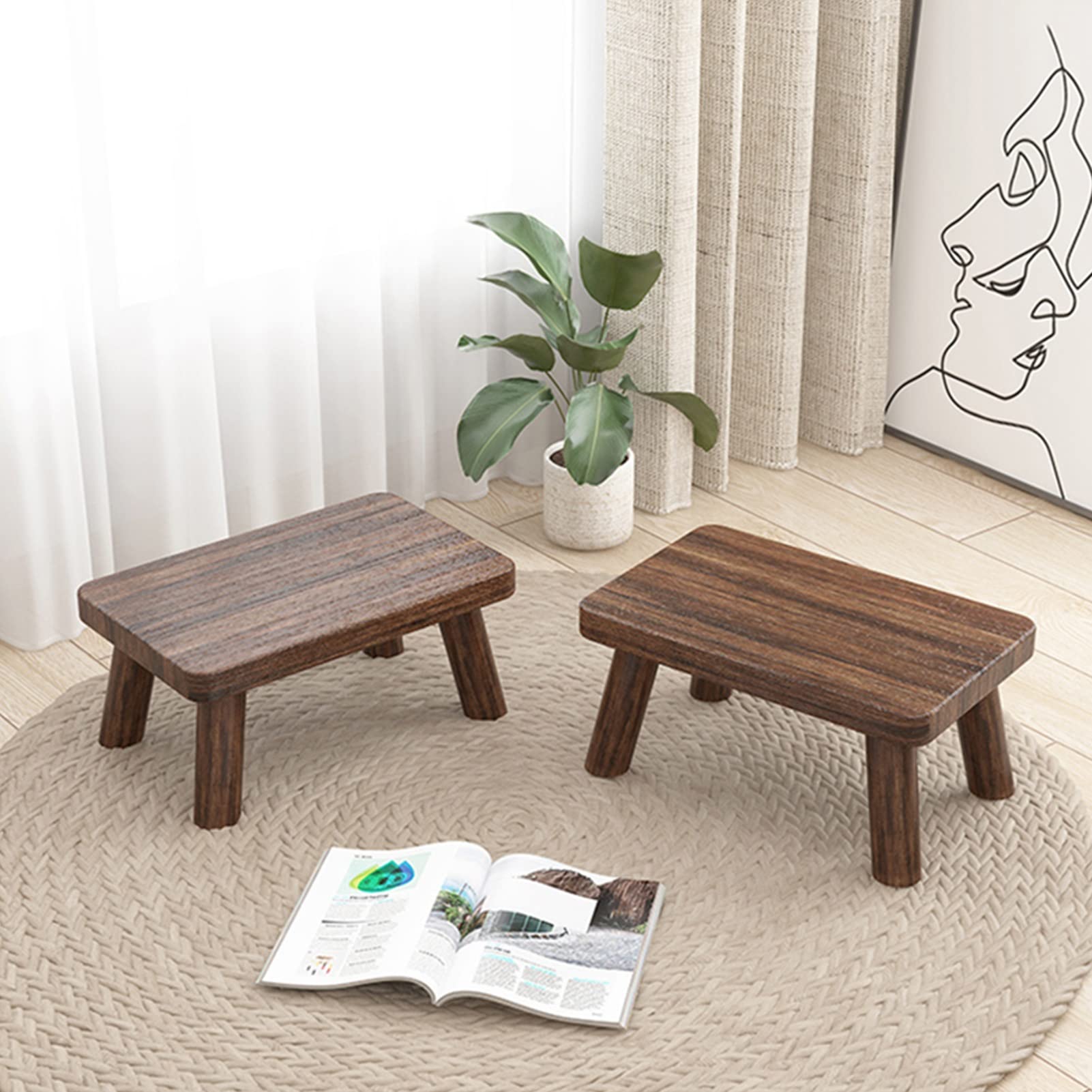 Petit Tabouret En Bois 18x18x15 Cm - Support Pour Plantes, Table Basse | Multifonction Salon, Balcon