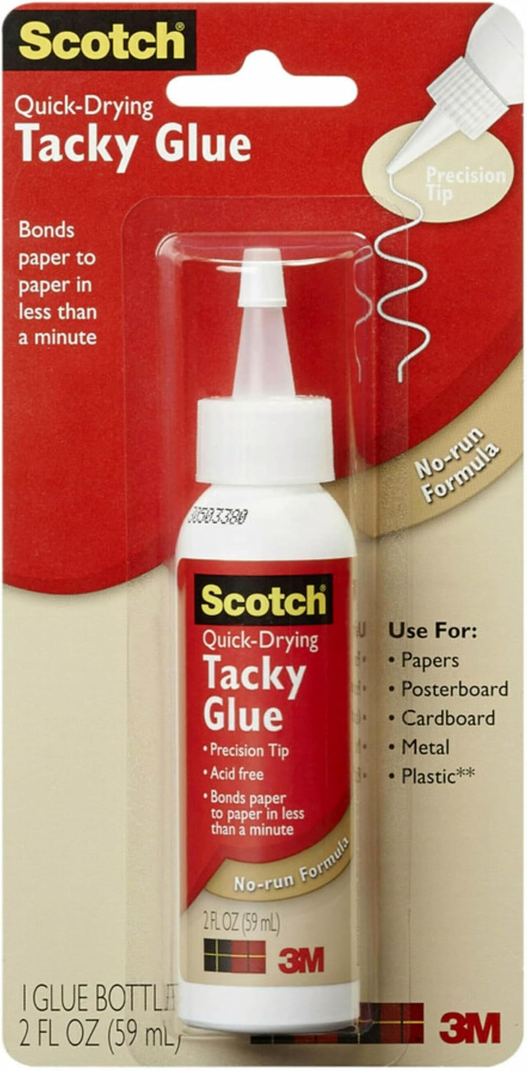 Quick Drying Tacky Glue, 2 fl oz, Acid Free and Photo Safe (6052A-1)