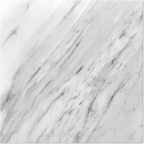 Art3dwallpanels Peel and Stick Floor Tiles 30-Pack 12 x 12 inch, Self Adhesive Waterproof Vinyl Flooring Marble Pattern for Kitchen, Dining Room, Bedrooms, Cover 30 Sq. Ft, White Marble