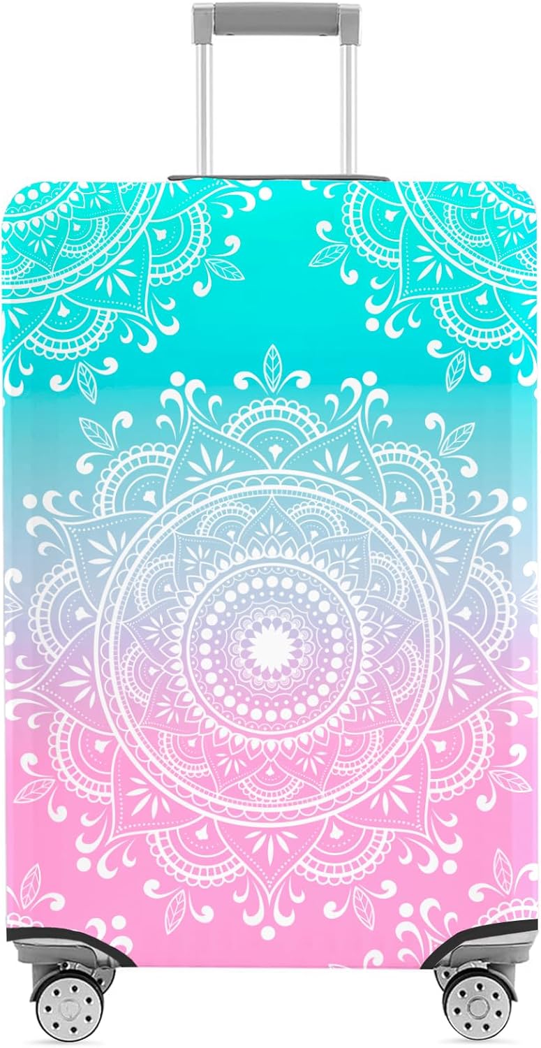 Luggage Cover for Suitcase Elastic Suitcase Cover Protector, Carry On Luggage Sleeve Anti Scratch Travel Essentials Suitcase Protector Fits 27-29 Luggage Pink Blue Mandala L?27-29inch?