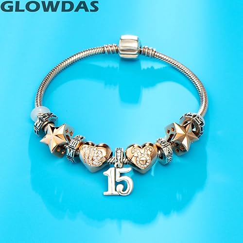 Vista 4 de GLOWDAS Dijes espaciadores de letras iniciales A-Z, plata de ley 925 antigua con 26 cuentas tope de goma del alfabeto, se adapta a pulseras DIY