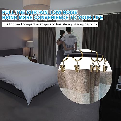 Miniatura 5 de 30 ganchos de cortina de latón antiguo para barra de cortina, este pequeño anillo de cortina con ganchos de clips se adapta a paneles de cortinas de