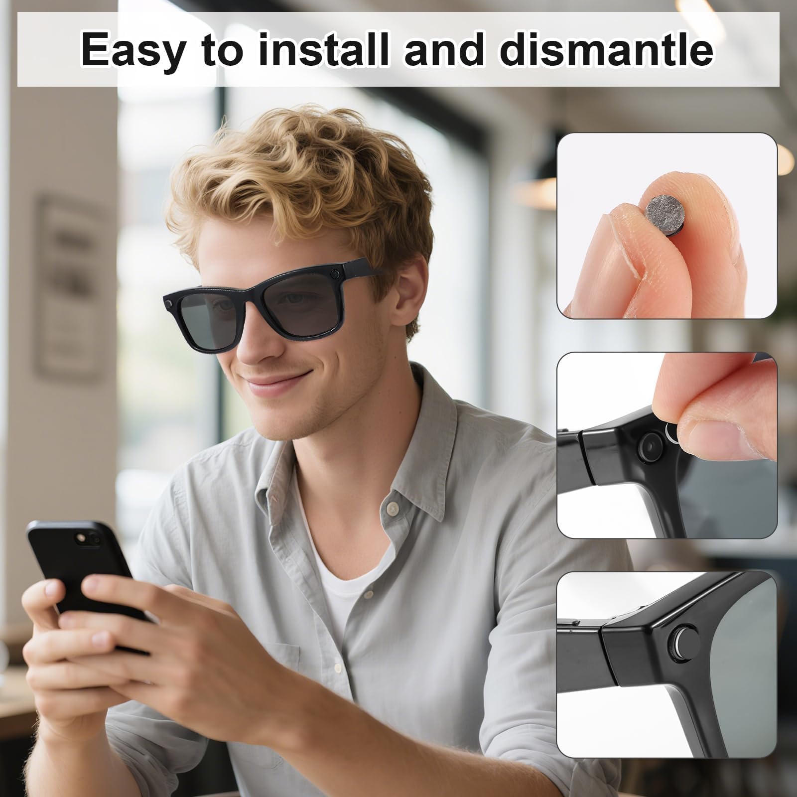 14PCS LED Light Blocking Stickers Compatible with Ray Ban Meta Wayfarer/Skyler/Oakley Meta HSTN Smart Glasses Accessories, Low-Tack Restickable Blackout Light Covers Sticker (14) — view 3
