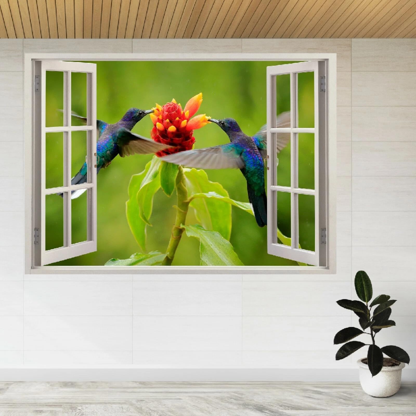 Autocollants de décoration murale 3D écrasés Oiseaux Et Fleurs Autocollant mural Tatouage mural pour chambre d'enfant Chambre de bébé Salle de bain Salon Décoration d'intérieur 70x122cm