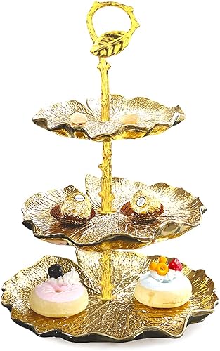 Miniatura 2 de Soporte de 3 niveles para cupcakes de 13.5 pulgadas, soporte de corona de molde de metal, fabricación de bricolaje para plato de frutas, soporte de