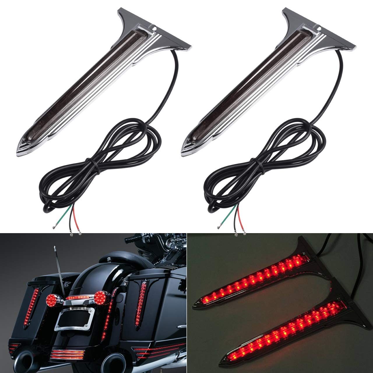 motocykl LED boczne światło pudełko 1 para lewy i prawy motocykl bagażnik światło led boczne obrysowe światło bar do Harley Davidson - SmokeLens