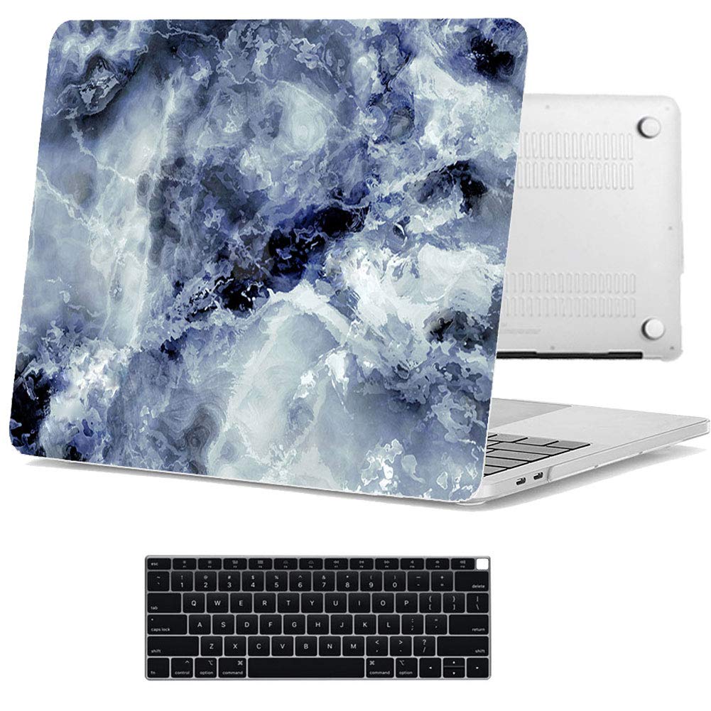 Bizcustom Painting Case for MacBook Air 13 Inch 2019 2018 with Retina Display Touch ID Model A1932 Hard Rubberized Customize Design Shell and Keyboard Cover (Cloudy Marble)