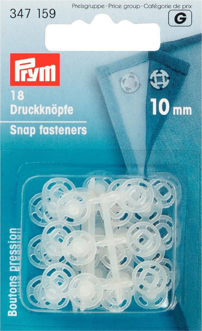 Prym Plastic Sew On Snap Fasteneres, Transparent