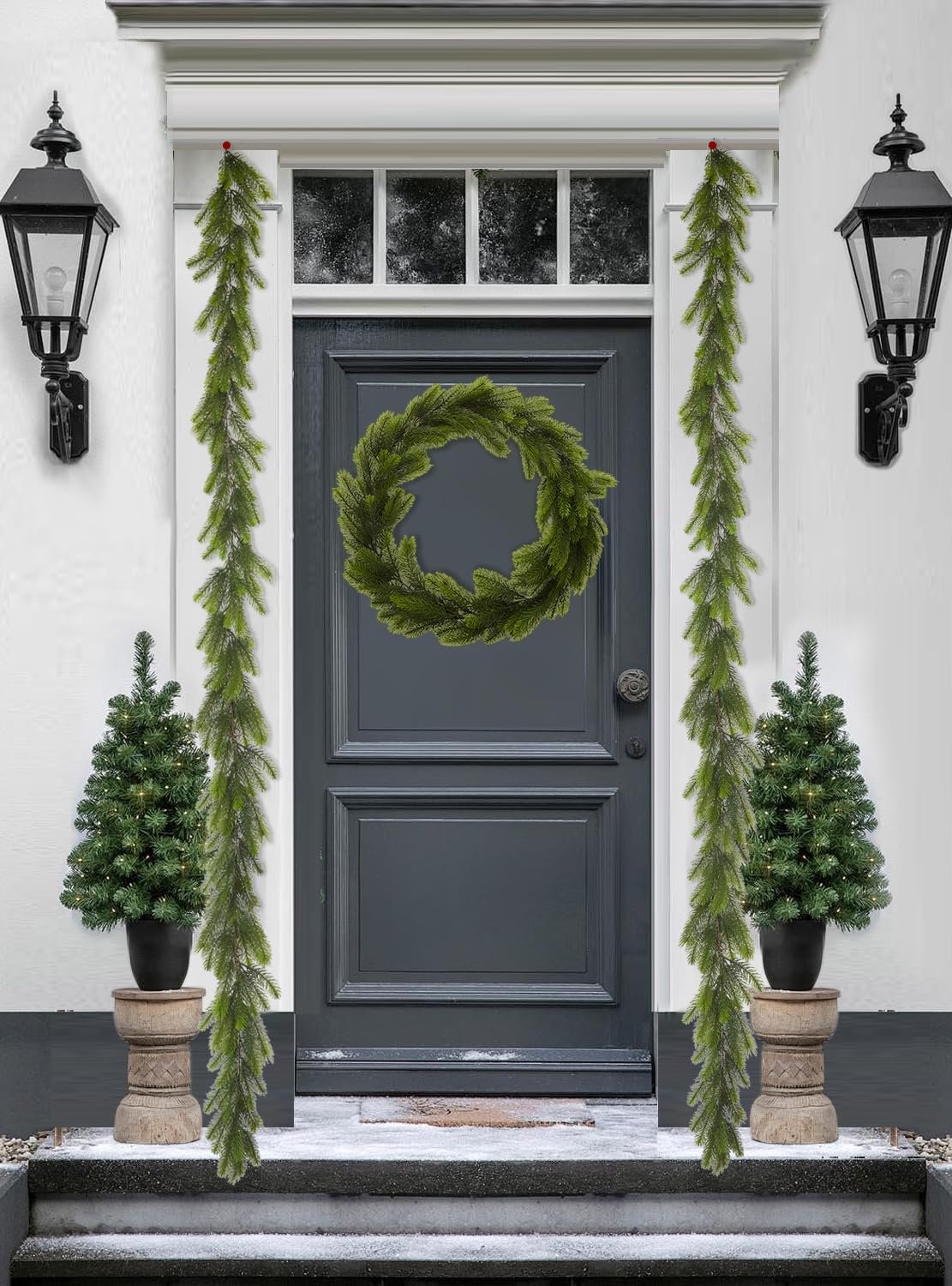 Guirlande De Sapin Artificiel 2,8 M - Vert Réaliste, Effet Real Touch | Décoration Noël Pour Escalier, Cheminée, Fête - 4