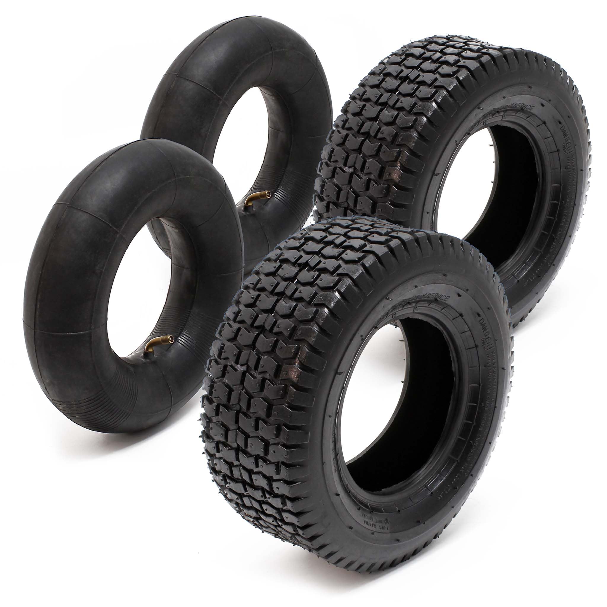 Set 2x cubiertas 2x cámaras aire tractor cortacésped carro jardín 16x6.50-8 4PR Válvula angular