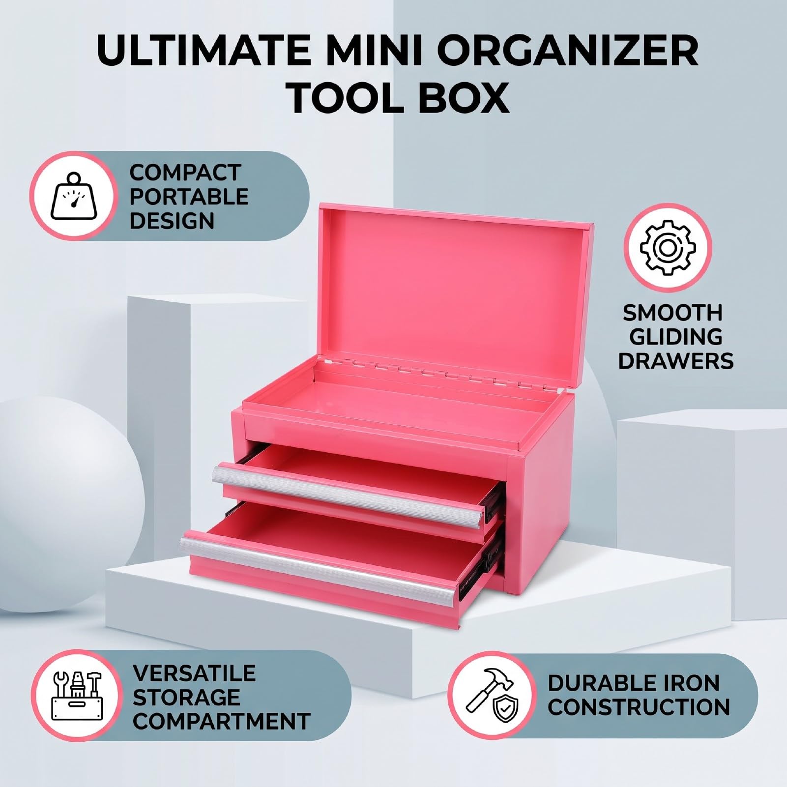 Fafeicy Mini Cassettiera per Attrezzi a 2 Cassetti, Scatola Portaoggetti