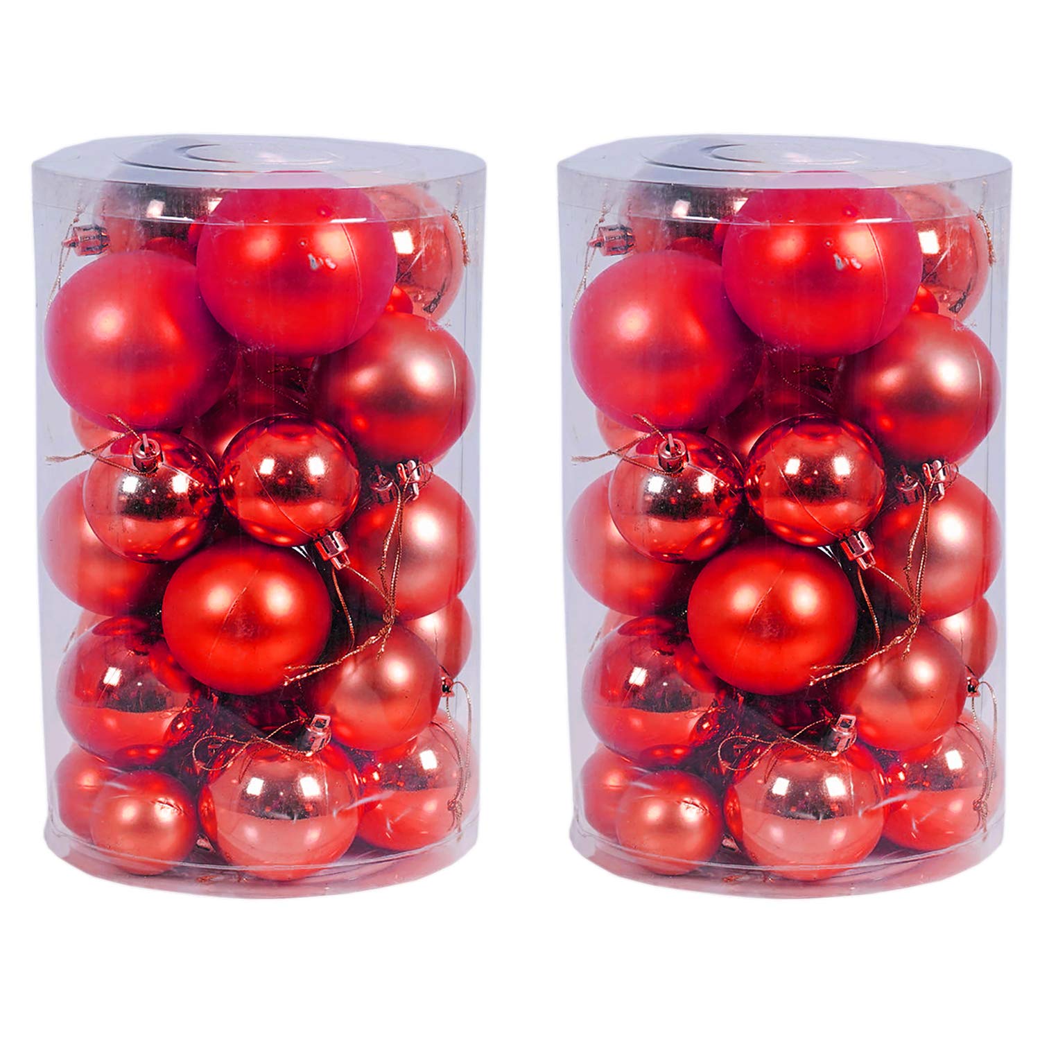 XXL Weihnachtsbeleuchtung Girlande beleuchtet Tannengirlande 100 LED Lichterkette 810 cm innen und außen inkl. 60 Christbaumkugeln Rot