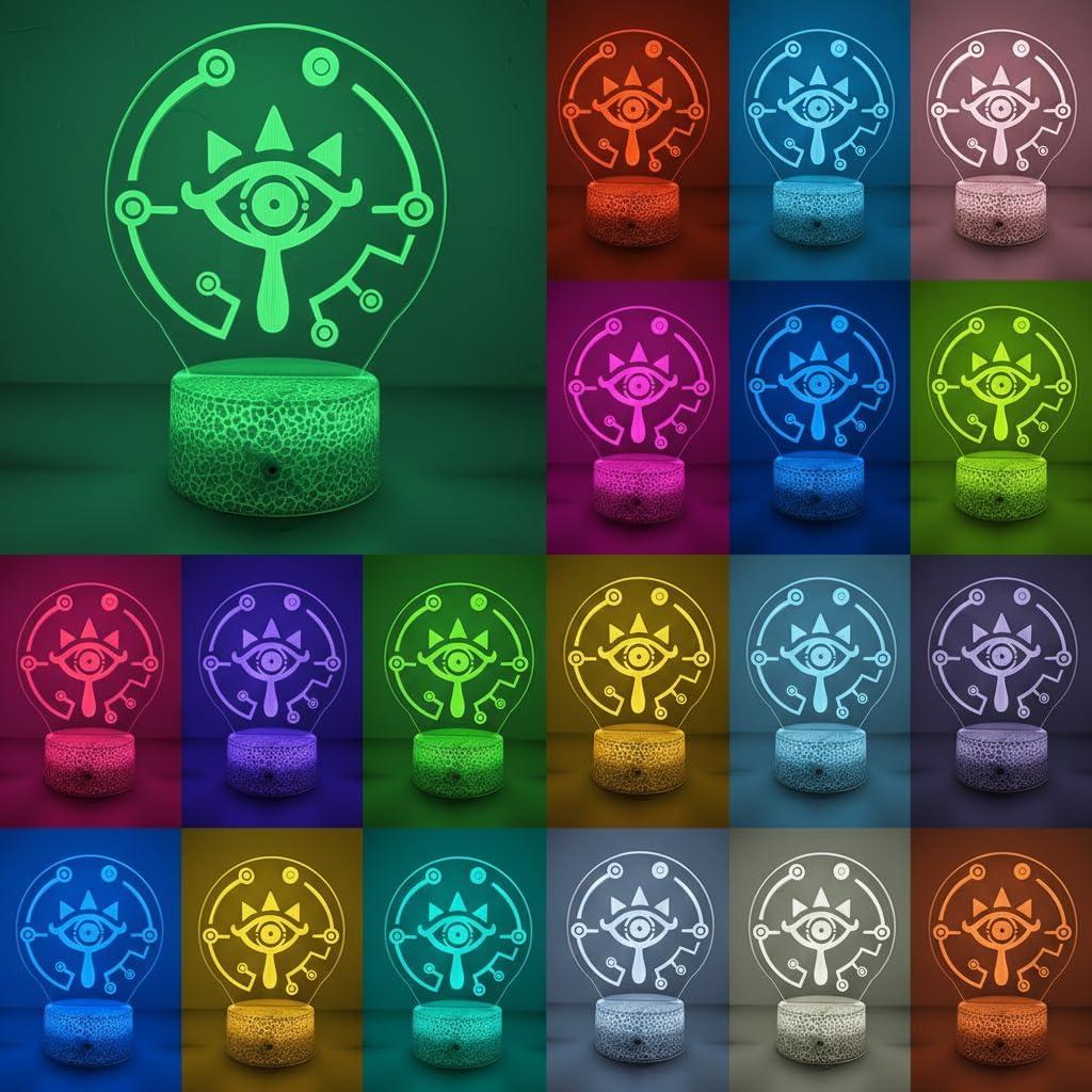 3D Night Light, 16 Color Changing Cartoon USB Desk Lamp, Crest of Hyrule Illusion Lighting with Remote Control for Home Decor Gift for Kids. (3)