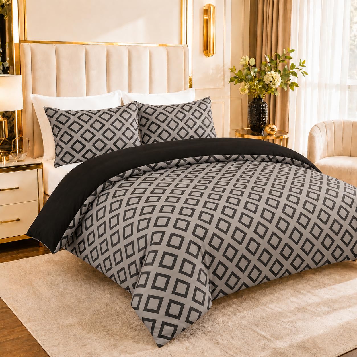 Grace Super King Duvet Set Premium Microfiber Superking Quilt Cover Set Hotel Quality Hypoallergenic Reversible Bedding Set Super King With Zipper Closure