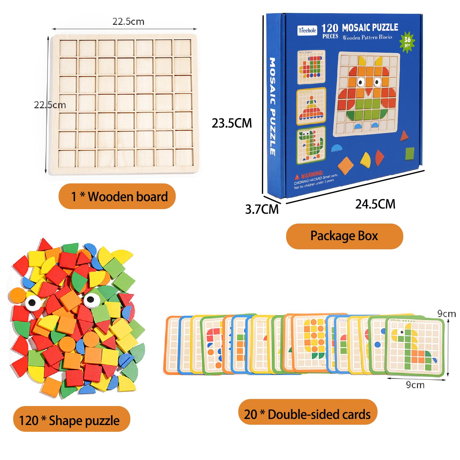 Holz-Puzzle Für Kinder | Montessori Lernspielzeug | Mit 64 Gesichtskarten | Für Jungen & Mädchen Ab 3 Jahren