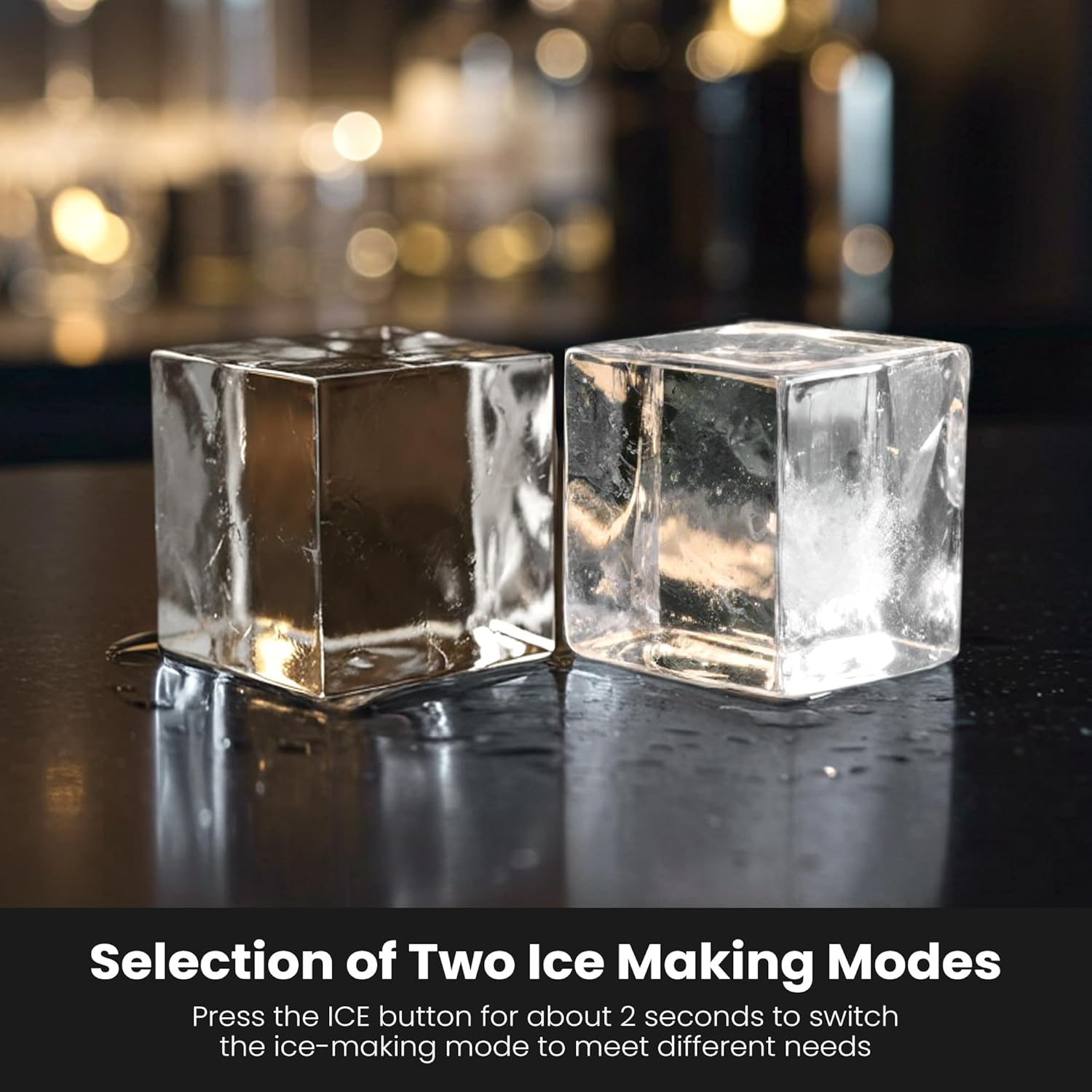 Kismile Clear Ice Cube Makers,3 Crystal Ice Cube in 20Mins, 155pcs/Day,Auto-Cleaning,Ice Makers Countertop with 5 Ice Sizes,24H Timer for Cocktails, Whiskey