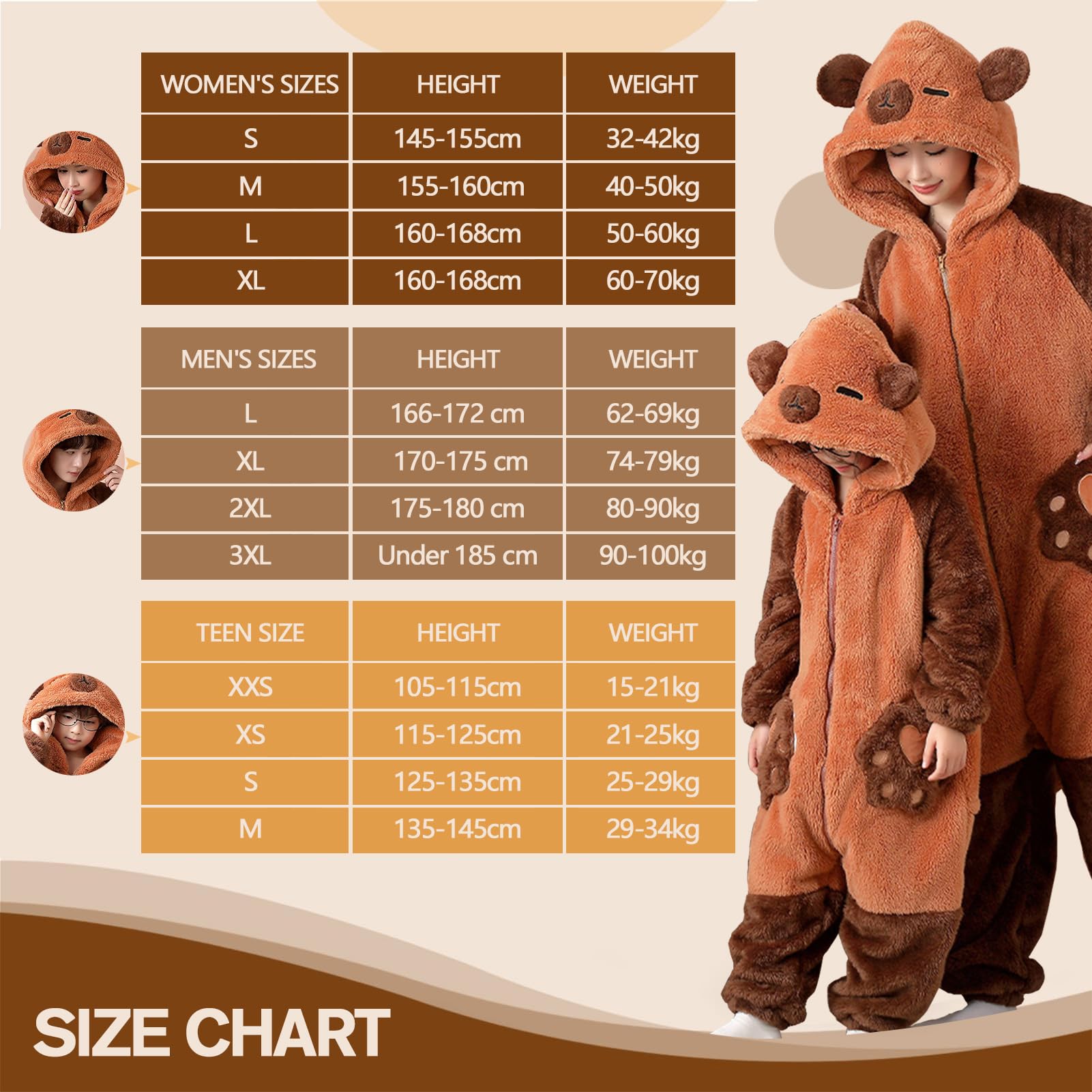Pigiama Tuta Capibara Unisex Adulto Animale Onesie Cosplay Halloween Carnevale Costume Donna Pigiama Costume Animale Inverno