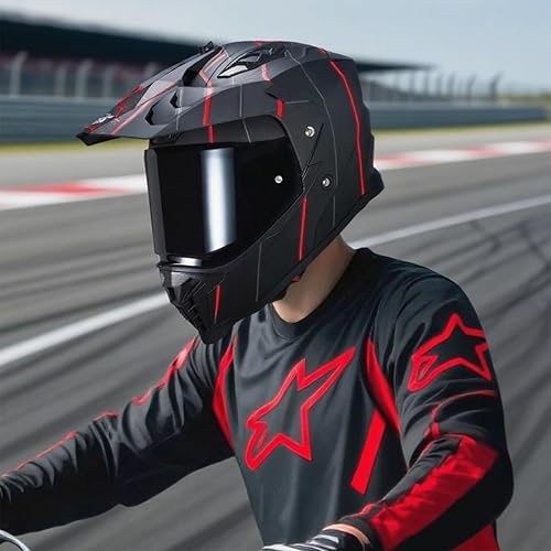 Miniatura 7 de VCOROS Casco de motocicleta de aventura VS-908 ATV Dirt Bike Off Road Motocross casco de cara completa para adultos aprobado por DOT