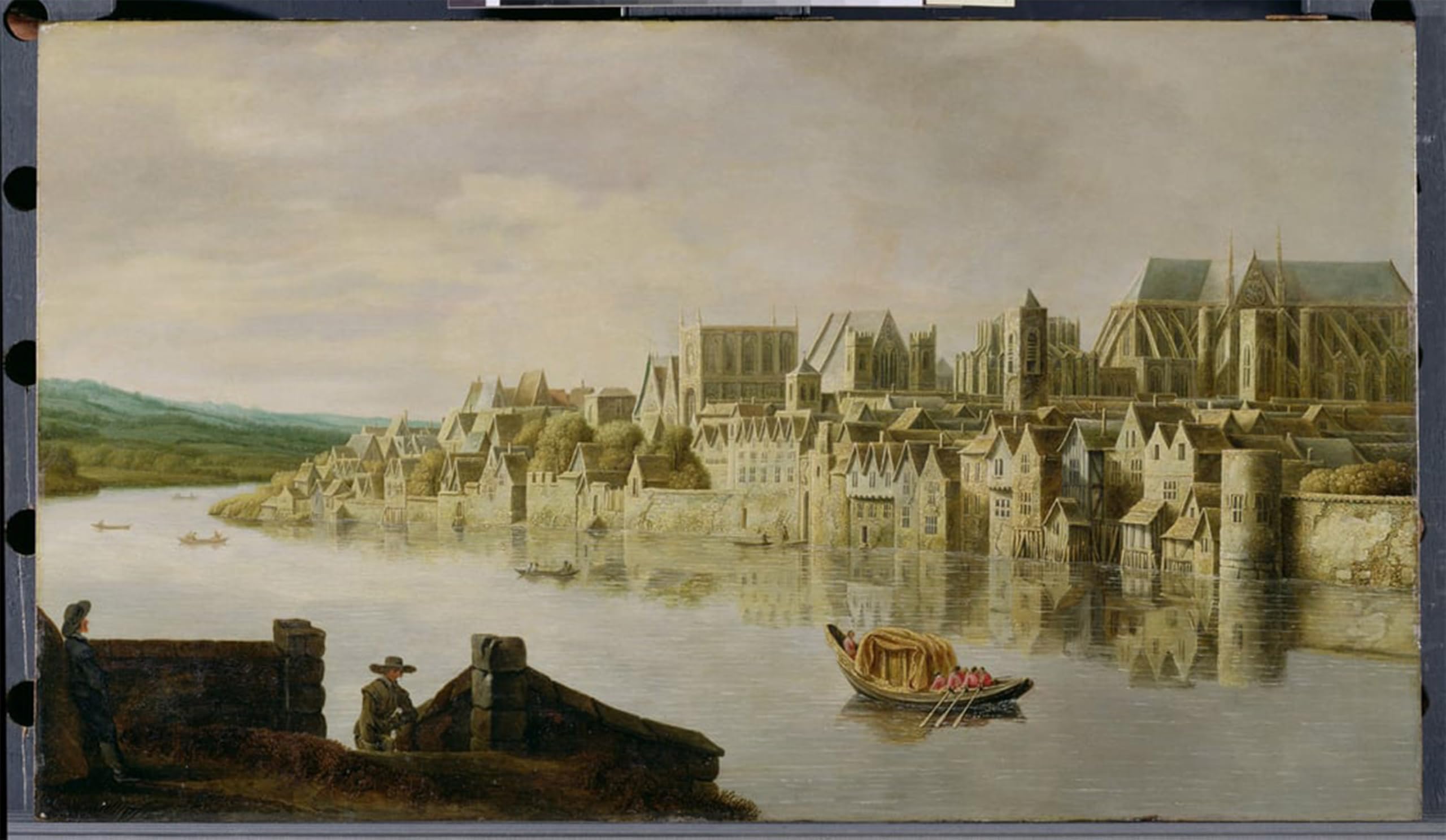 ARTXLXXBN Famous Painting Canvas Artwork Graffiti Print the Thames At Westminster Stairs by Claude De Jongh Portrait Canvas Image for Home Decor 60x90cm