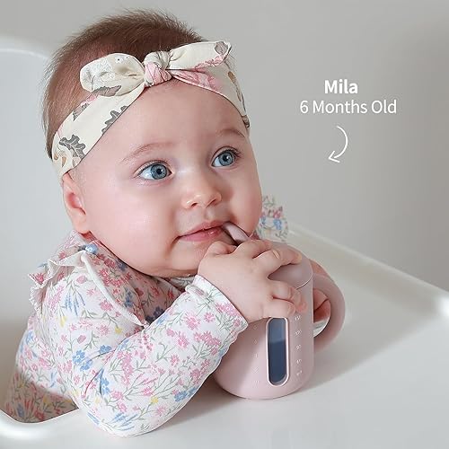 Miniatura 4 de SAMiGO Vaso de silicona para beber con popote para bebés de 6, 12 y 18 meses, taza para beber con popote para niños pequeños de 1 a 3 años, taza de