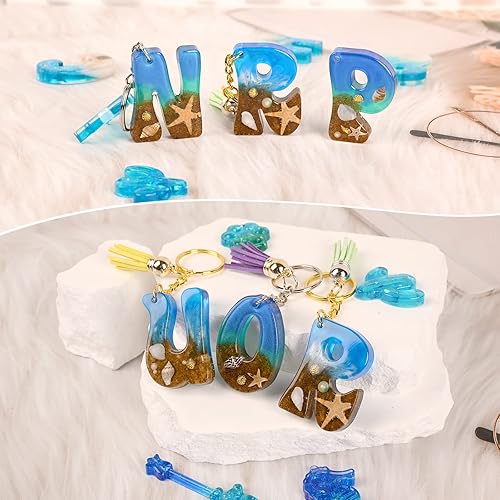 Miniatura 6 de Moukiween Moldes para llavero con agujero, moldes de silicona con alfabeto invertido para epoxi, moldes de resina con forma de gato para hacer