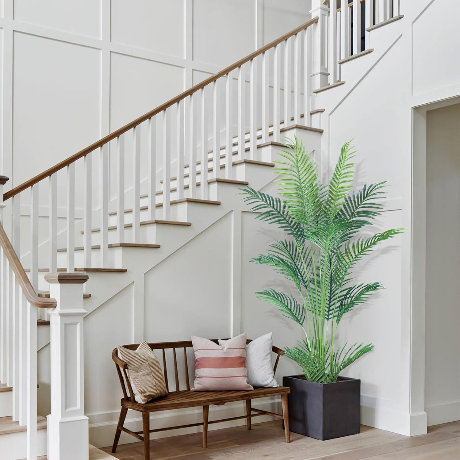 4.5FT 2Packs Artificial Palm Tree,Faux Areca Palm Plant with Real Touch Leaves and Adjustable Branches,Fake Tropical Palm Tree for Home Office Indoor Outdoor Modern Decoration