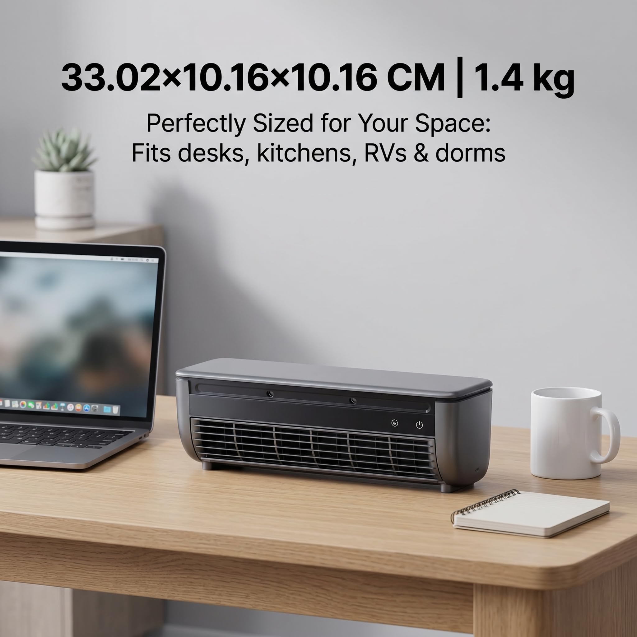 Ventilador nebulizador portátil de sobremesa y pared | 3 velocidades,batería 6000mAh recargable USB,pantalla táctil LED,mando a distancia,fijación pared sin taladrar