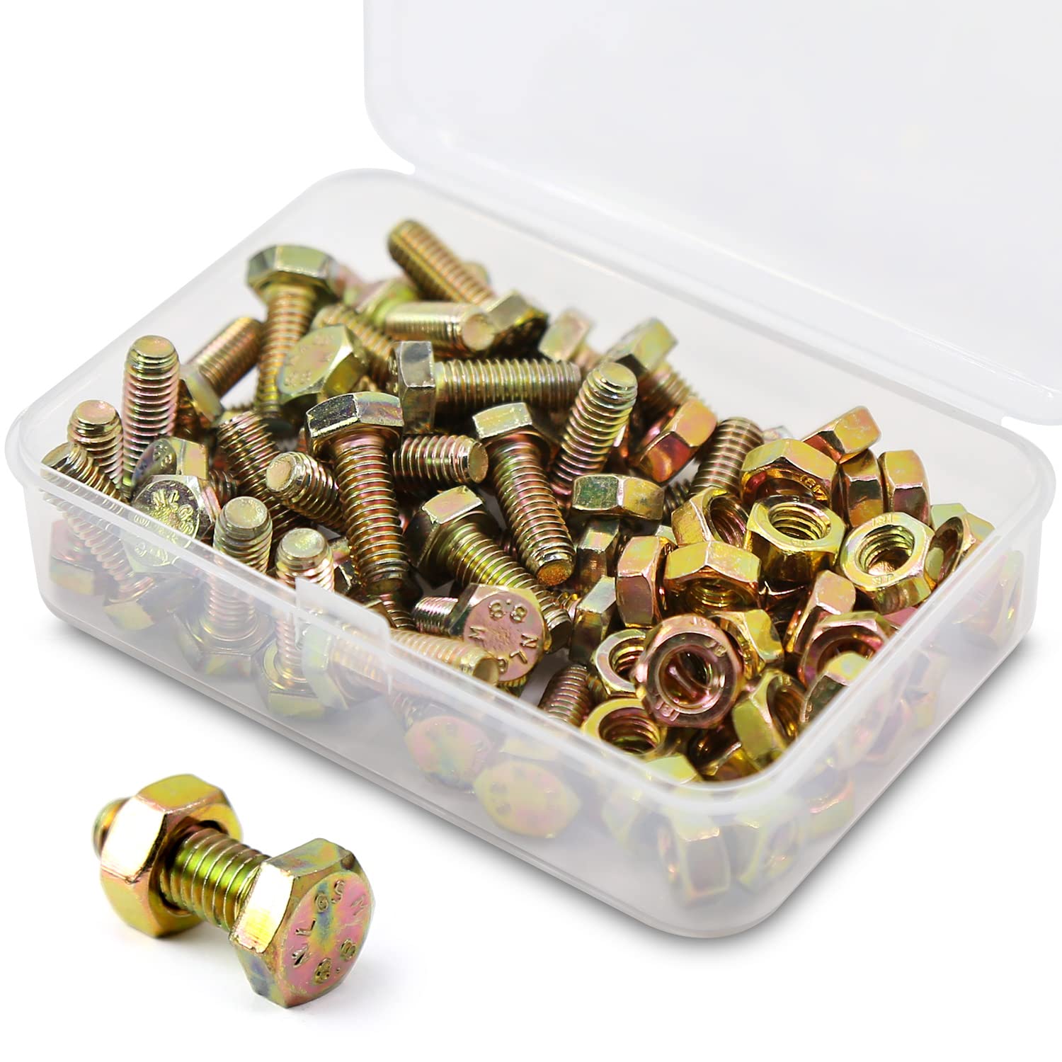 M6 x 16 mm 40 Pieces Galvanised Steel Hex Bolts Bolts and Nuts Set, Machine Screws