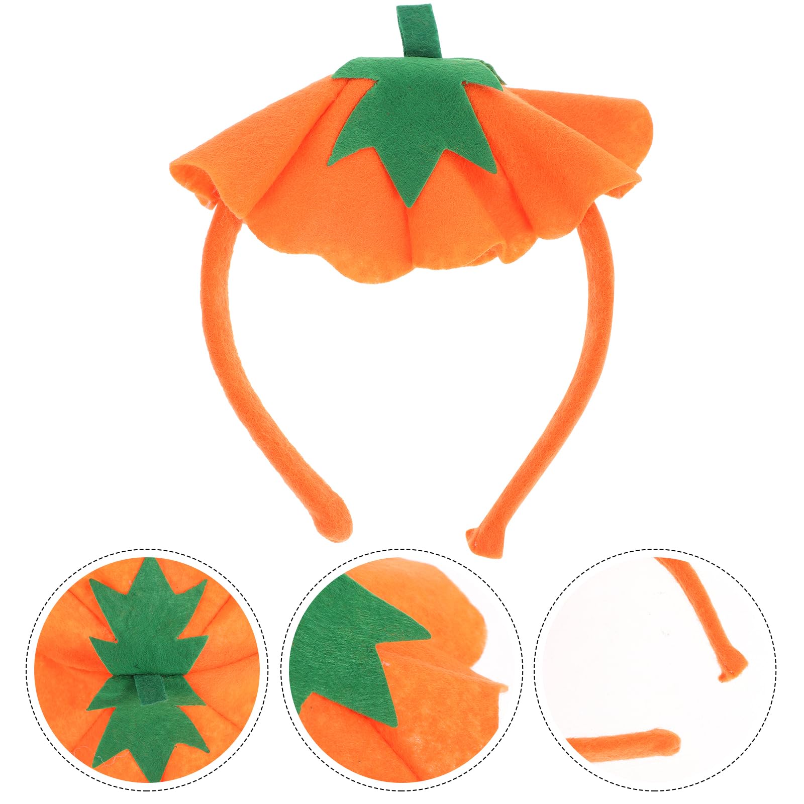 Veemoon 1Pc Halloween Pumpkin Headband Pumpkin Stem Hair Band Leaf Pumpkin Head Piece Orange Pumpkin Hat Hair Hoops Elastic Headbands Pumpkin Costume Accessories Funny Party Supplies - Image 4