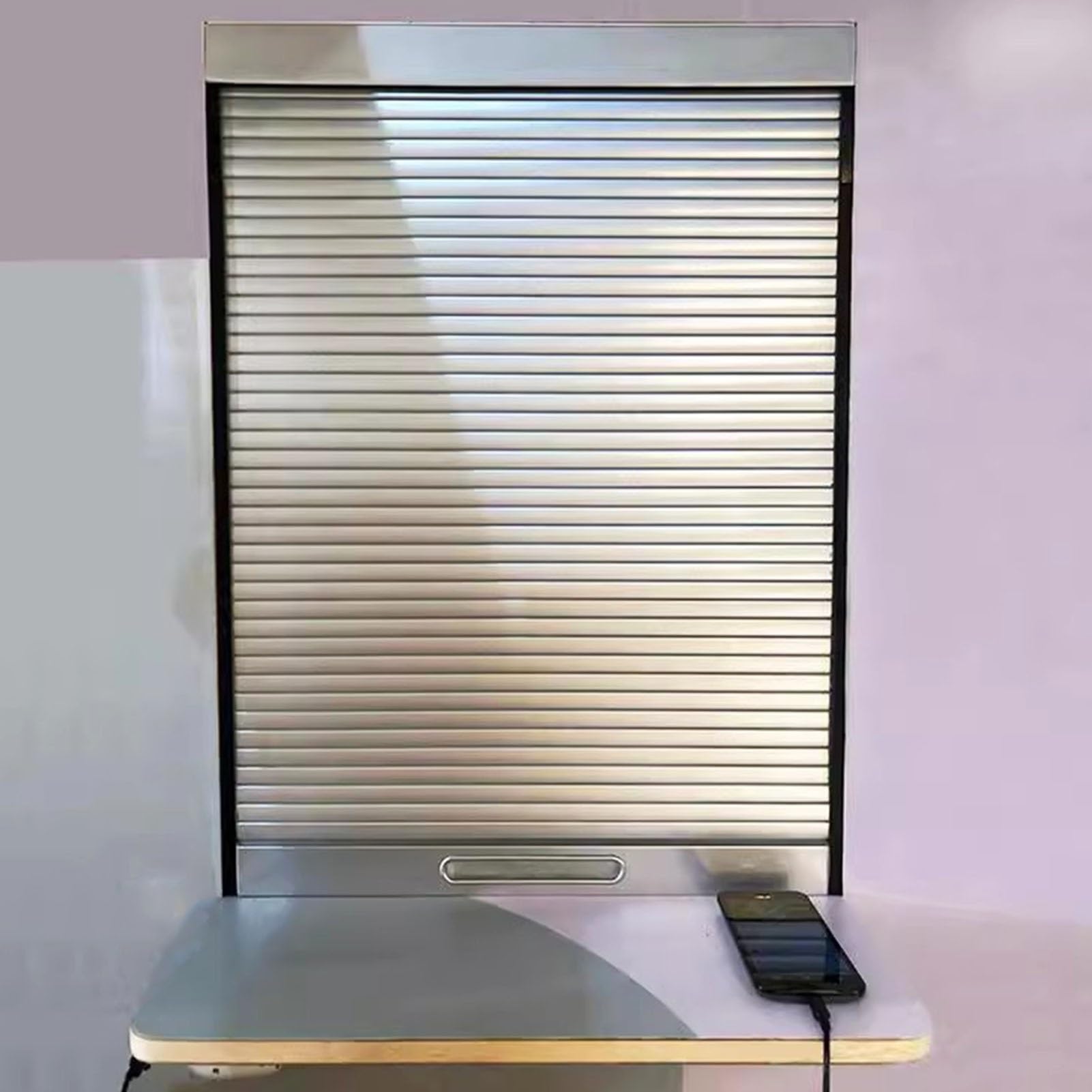 KHLMSRXJ Sliding Cabinet Tambour Door Light Gray, Kitchen Appliance Storage Cabinet Shutter Door, Appliance Garage Pull Up Gate ABS Plastic(24x32in(61x81cm))